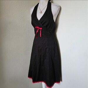 Morbid Threads Vintage Halter Dress Black Red Polka Dot Rockabilly
